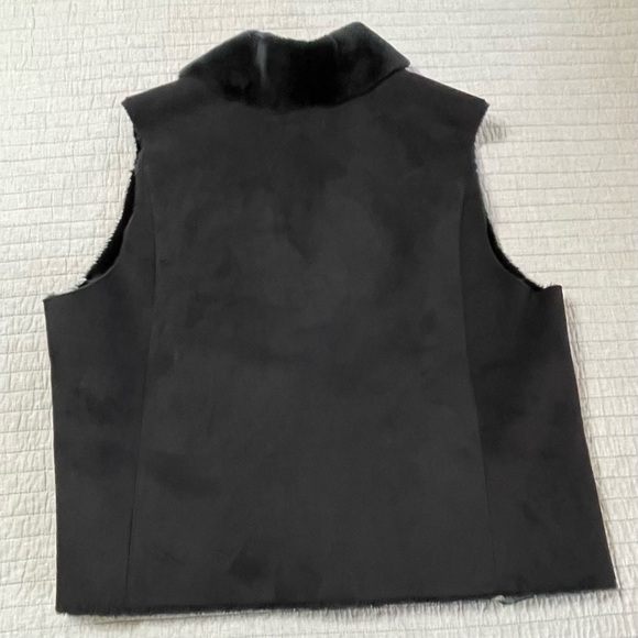 Lauren Ralph Lauren Vest Faux Suede Fur Black Women’s 2X Minimalist Luxury - Picture 13 of 14
